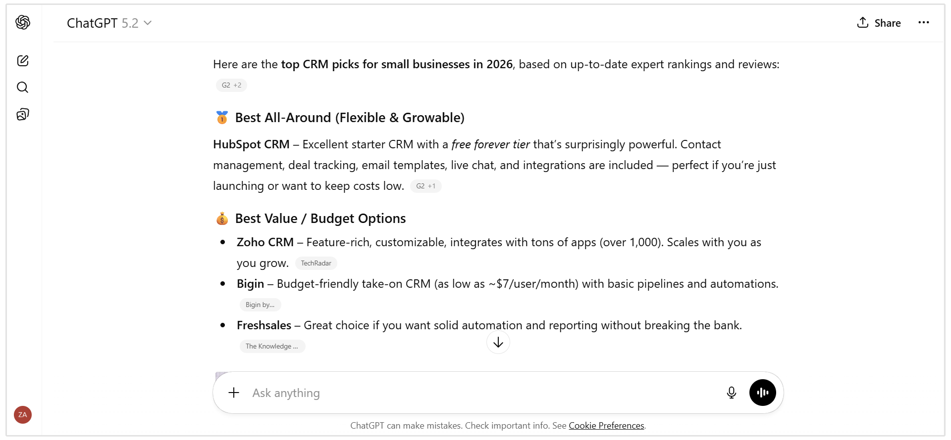 CRM terbaik chatgpt